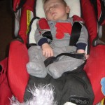 Wearing his choo choo train onesie for the ocassion!
